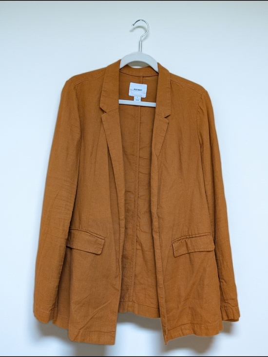 Old Navy Jackets & Blazers - Old Navy Women's Linen Rust-Orange Open-Front Blazer - S